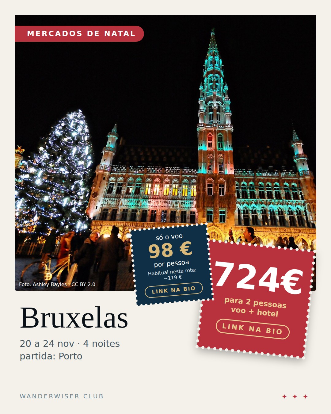 Porto → Bruxelas, 98 € ida e volta, sex 20 nov a ter 24 nov